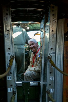 Bob Cooper enjoying his ride on the B-17.  Also gave the pilots a few tips on flying!