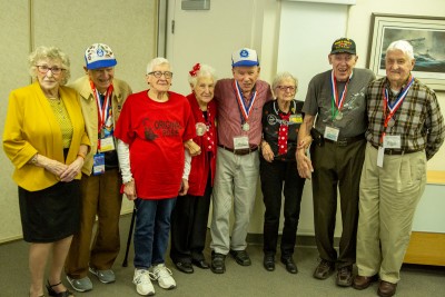 Joe, Dale, Glenn and Bob with our lunch guested from the Original Rosies known as Rosie Riveters.